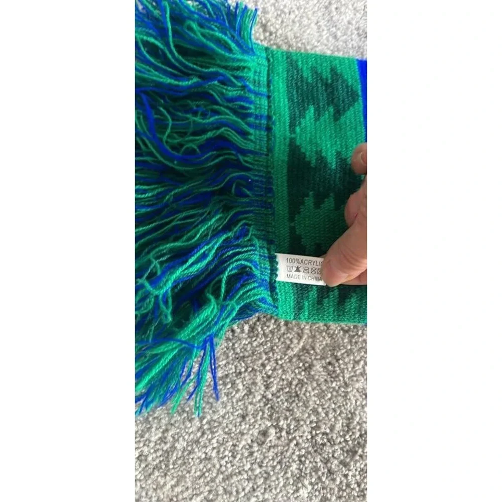 Minnesota Timberwolves NBA Knit Scarf Blue Green Tree Pattern Fringed Fan Gear